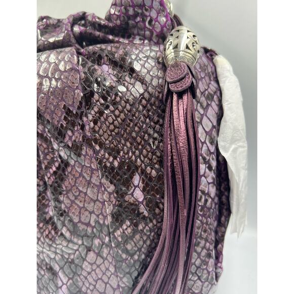 Brighton Nolita Python Embossed Leather Shoulder Bag Purple  NWT - Picture 4 of 7